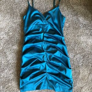 Teal ruched dress